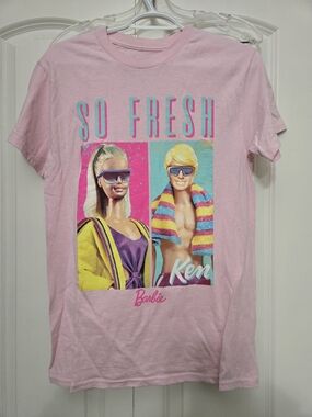 Barbie Pink Graphic Tee with Yellow & Teal Accents